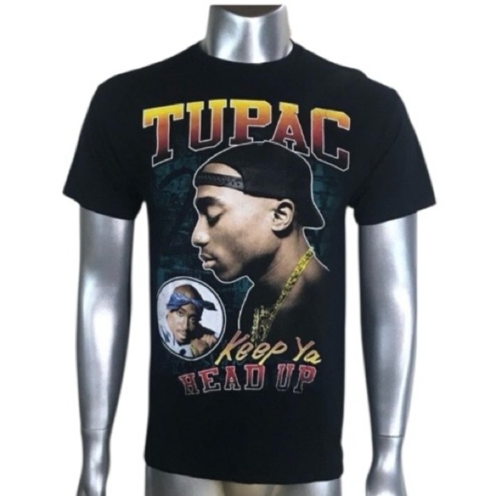 Tupac "Keep Ya Head Up" Graphic T Shirt Medium 2PAC Crew Neck Black